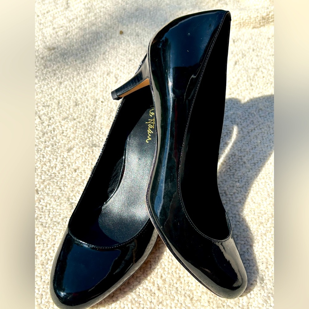 NWOT COLE HAAN x NIKE AIR s9 blk patent pumps-almond toe-comfy/supportive-3”heel